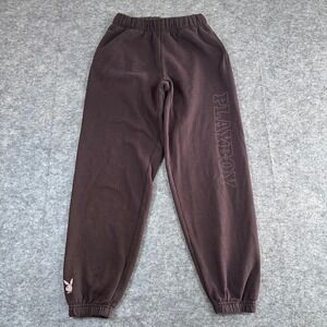Playboy PacSun Sweatpants Brown Joggers Logo Fleece Womens Size XS